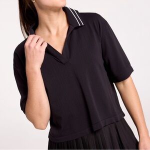 CALIA by Carrie Underwood Seamless Tipped Polo | Black Golf Polo | Size XL